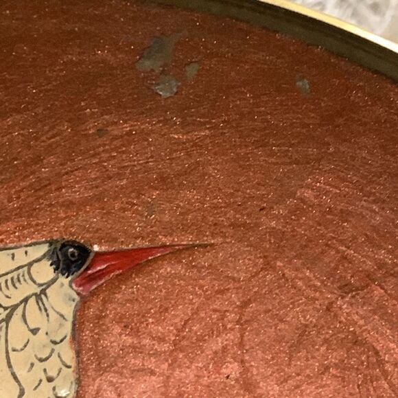 Vintage Kingfisher Enamel & Brass Bird Dish Decor Made In India - Picture 7 of 17